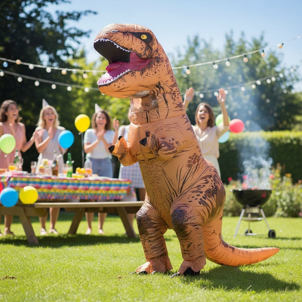 Halloween Inflatable Dinosaur Costume Blow Up T-Rex Outfit with Built-In Fan