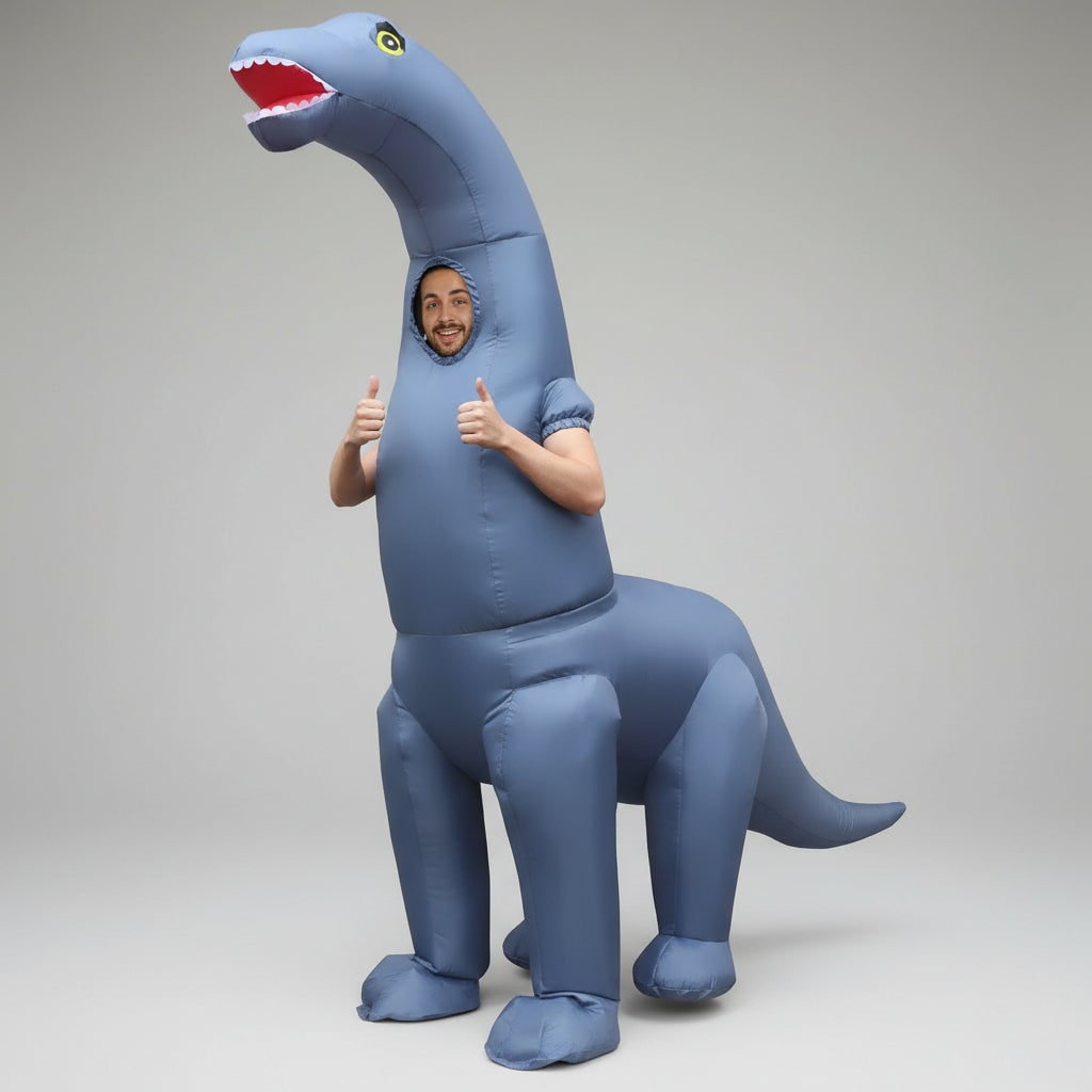 Halloween Inflatable Dinosaur Costume Outfit with Long Neck and Tail Party Cosplay Suit