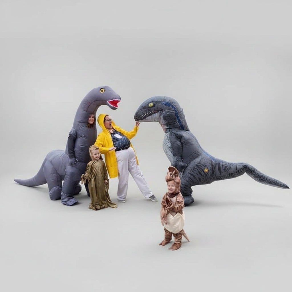 Halloween Inflatable Dinosaur Costume Outfit with Long Neck and Tail Party Cosplay Suit