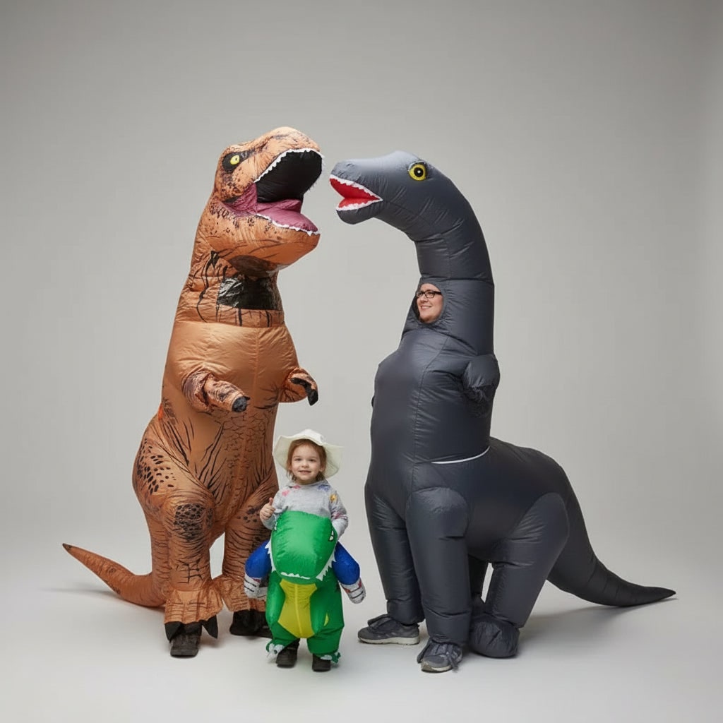 Halloween Inflatable Dinosaur Costume Outfit with Long Neck and Tail Party Cosplay Suit