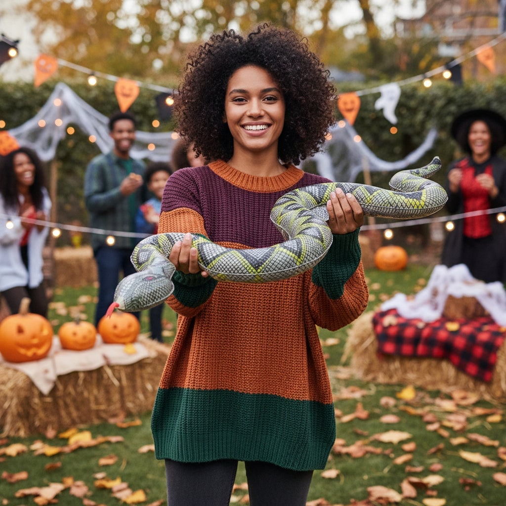 Halloween Inflatable Snake Yard Decoration for Spooky Party and Haunted House