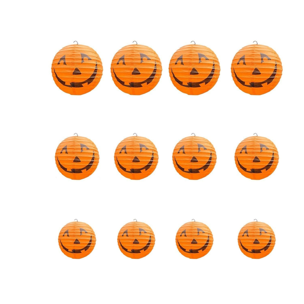 Halloween Jack O' Lantern Paper Pumpkin Hanging Decor Set of 12