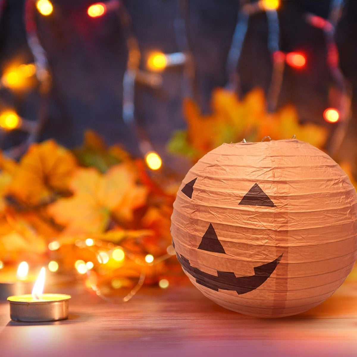 Halloween Jack O' Lantern Paper Pumpkin Hanging Decor Set of 12