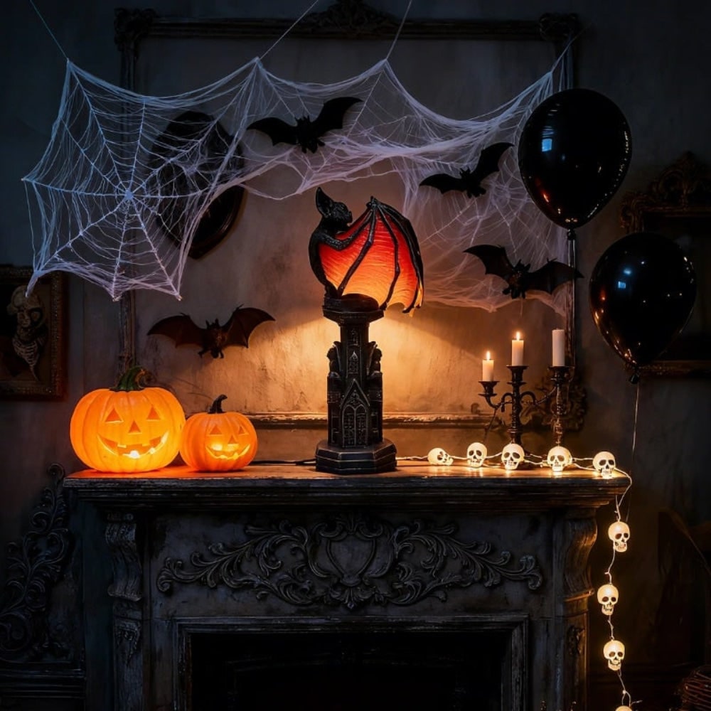 Halloween LED Light Bat Lamp Gothic Style Table with Translucent Wings