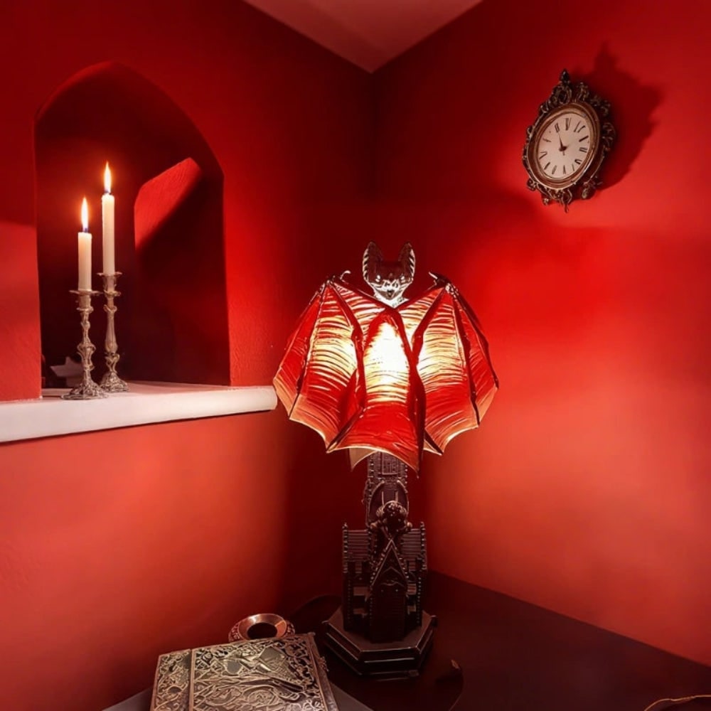 Halloween LED Light Bat Lamp Gothic Style Table with Translucent Wings