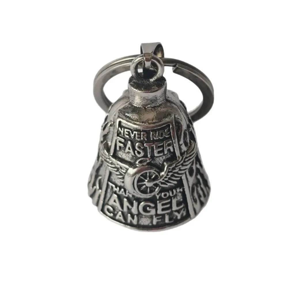 Halloween Motorcycle Guardian Bell and Biker Bike Luck Charm with Winged Design and Attachment