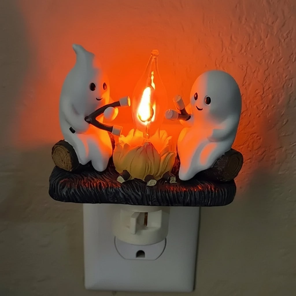 Halloween Night Light Plug in Ghost Campfire LED Decoration for Room and Party