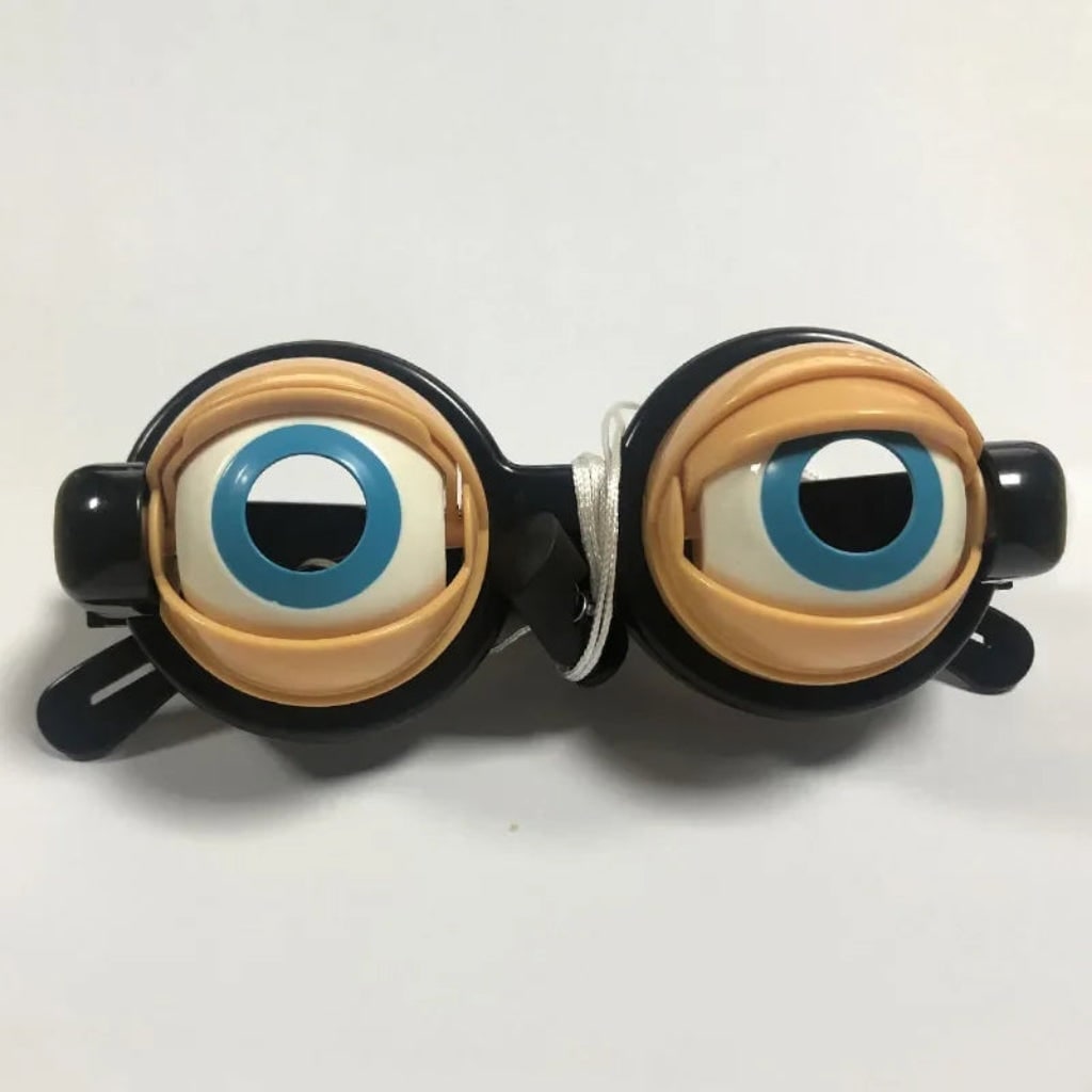 Halloween Novelty Crazy Eyes Glasses with Blinking Eyelids and Pull String for Party