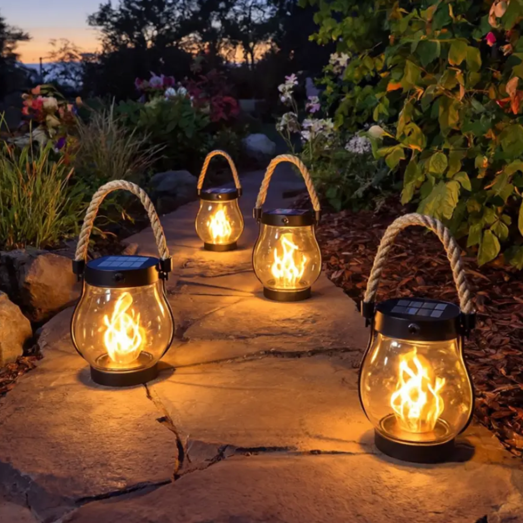 Halloween Outdoor Solar Hanging Lantern with Flickering Flame Effect and Rechargeable Usb-C