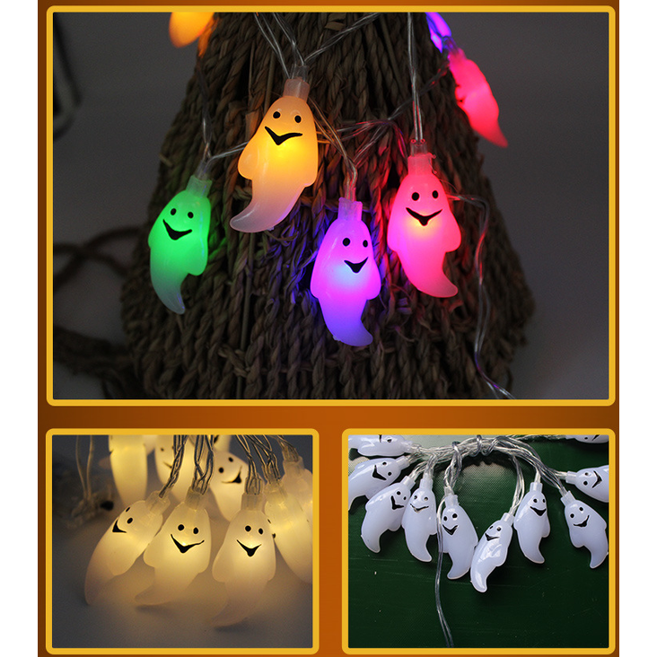 Halloween Outdoor String Lights LED Battery Operated with Pumpkin Ghost Bat Skull Eyeball Covers 10