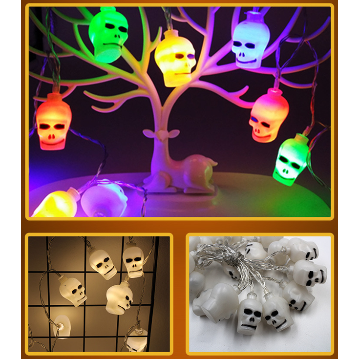 Halloween Outdoor String Lights LED Battery Operated with Pumpkin Ghost Bat Skull Eyeball Covers 10