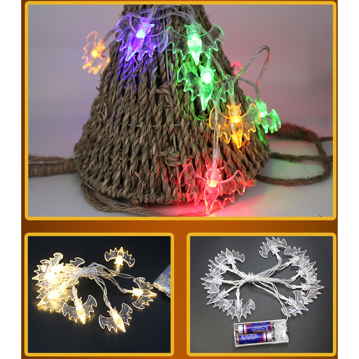 Halloween Outdoor String Lights LED Battery Operated with Pumpkin Ghost Bat Skull Eyeball Covers 10