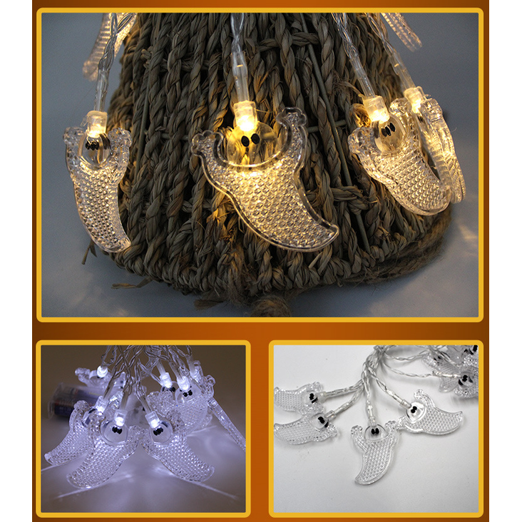 Halloween Outdoor String Lights LED Battery Operated with Pumpkin Ghost Bat Skull Eyeball Covers 10