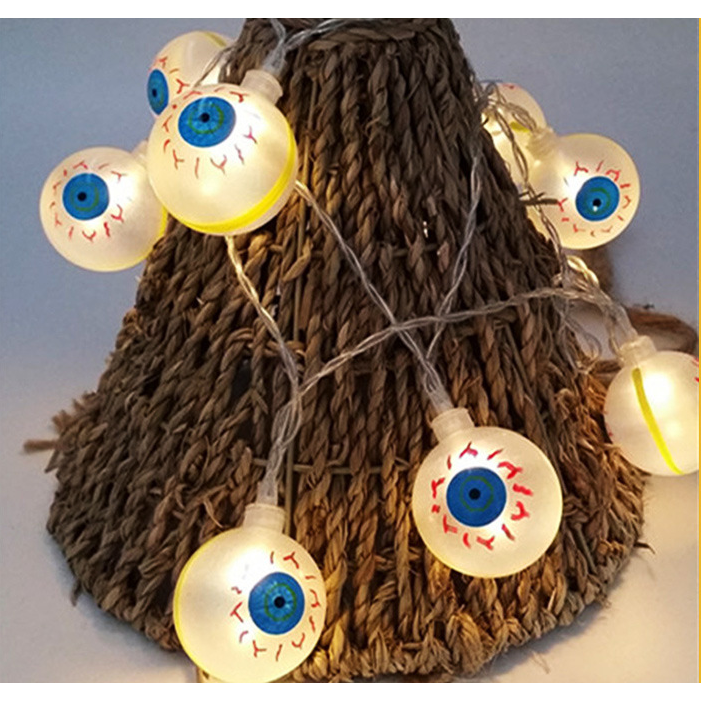 Halloween Outdoor String Lights LED Battery Operated with Pumpkin Ghost Bat Skull Eyeball Covers 10