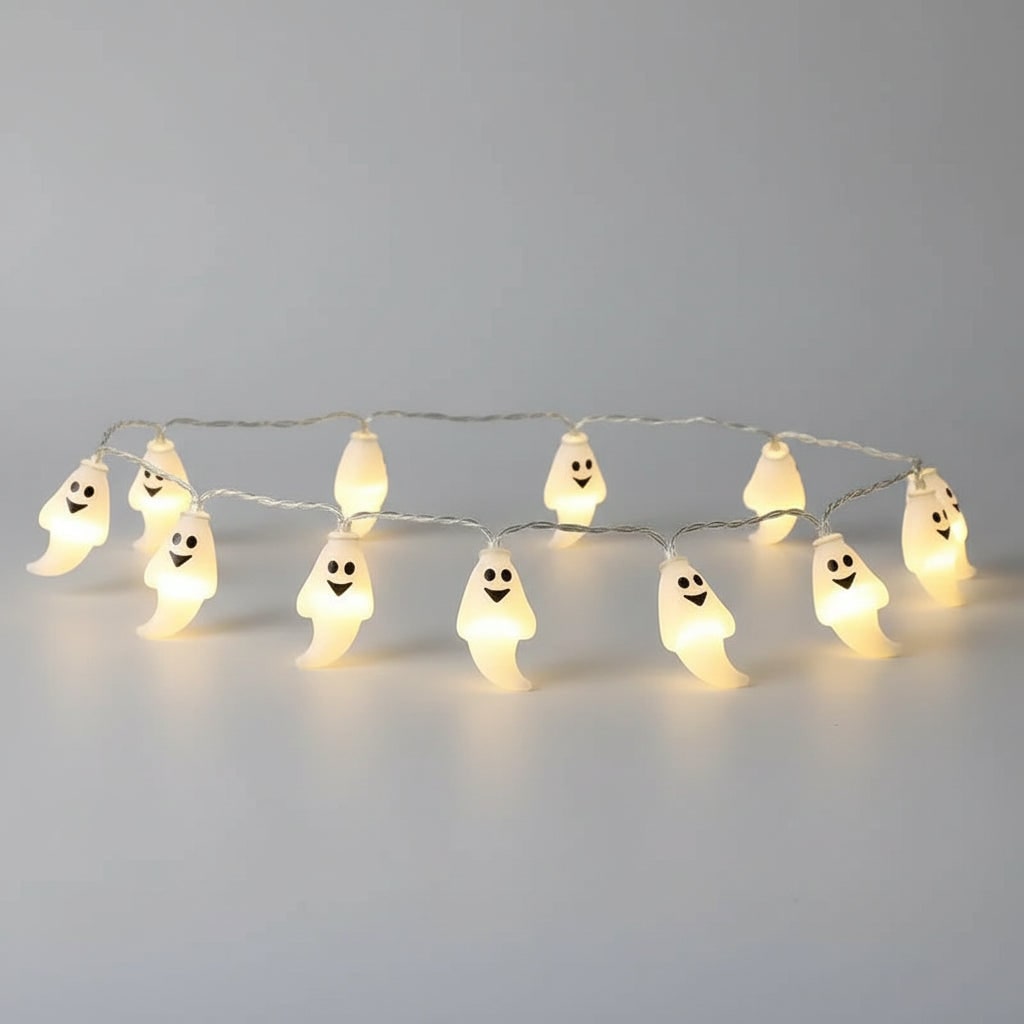 Halloween Outdoor String Lights with Battery LED and Spooky Decorative Covers for Patio Party
