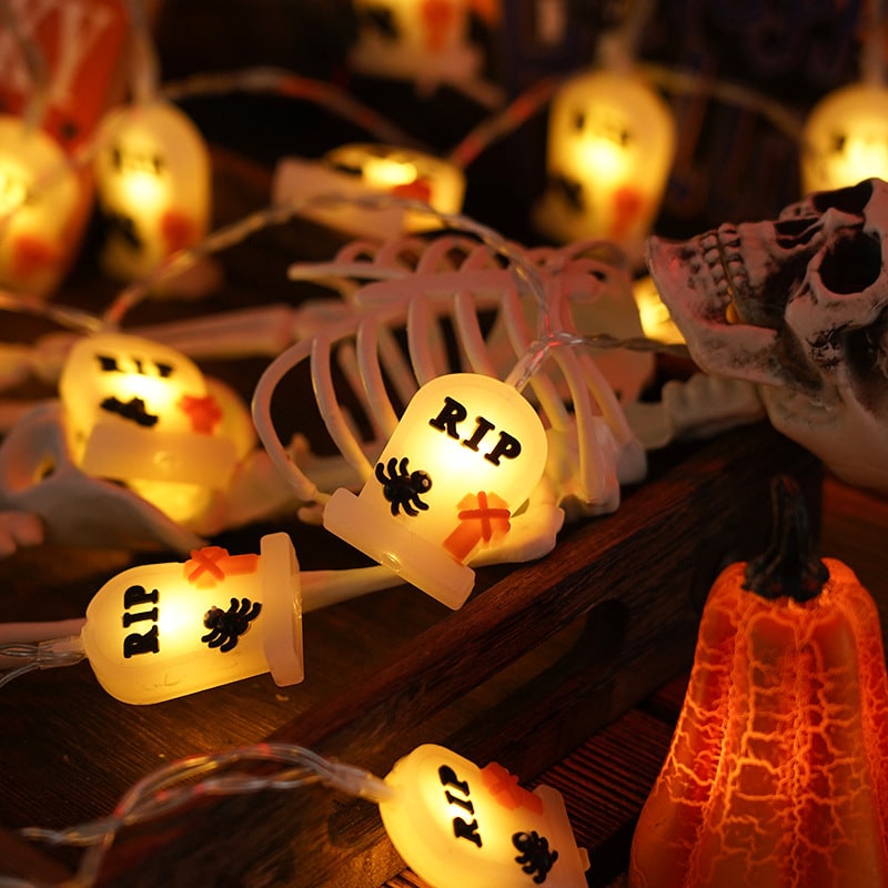 Halloween Outdoor String Lights with Battery Operated LED for Patio and Yard Decoration