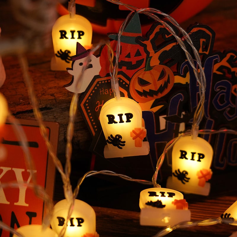 Halloween Outdoor String Lights with Battery Operated LED for Patio and Yard Decoration