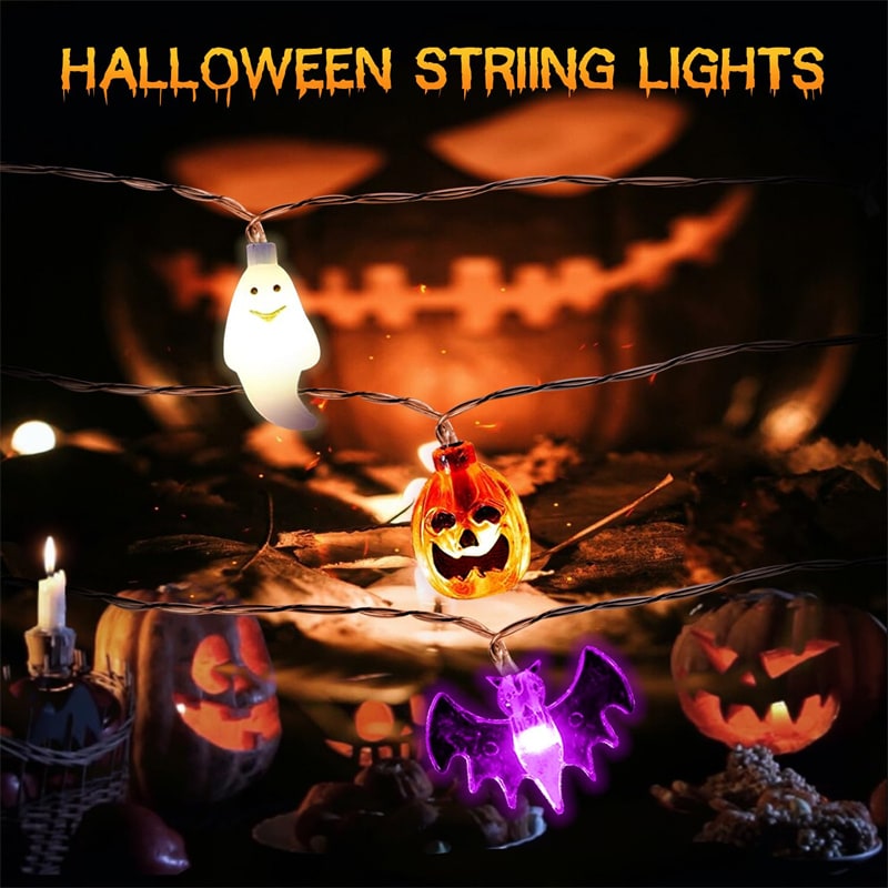 Halloween Outdoor String Lights with LED and Bat Figures Battery Operated for Patio Party Decoration