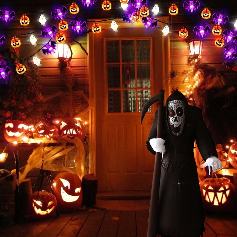 Halloween Outdoor String Lights with LED and Bat Figures Battery Operated for Patio Party Decoration