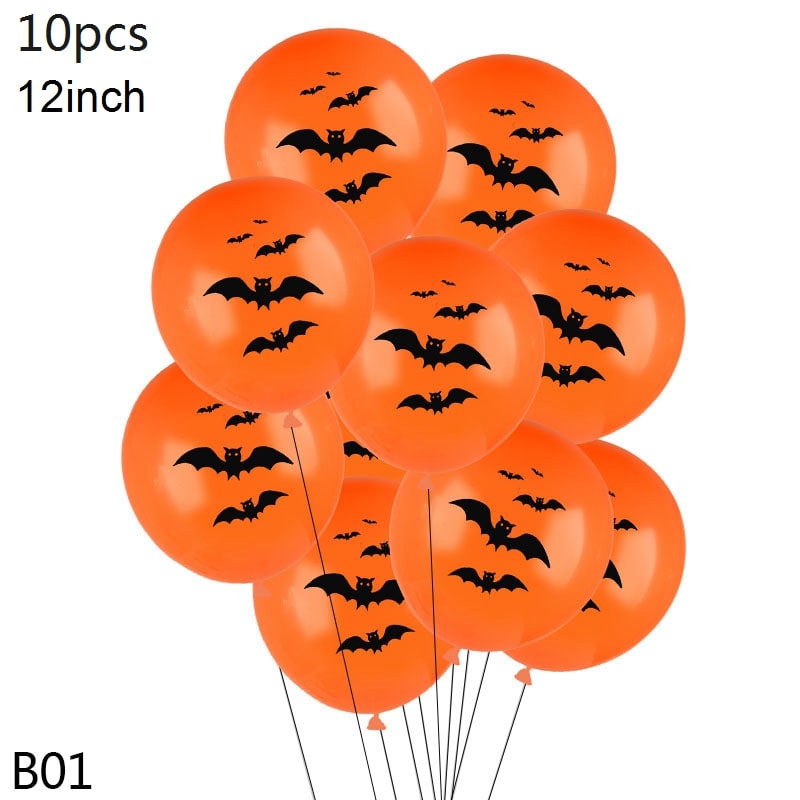Halloween Party Balloons with Spooky Printed Designs and Latex Construction for Decoration