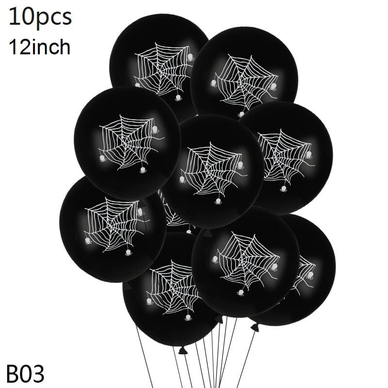 Halloween Party Balloons with Spooky Printed Designs and Latex Construction for Decoration