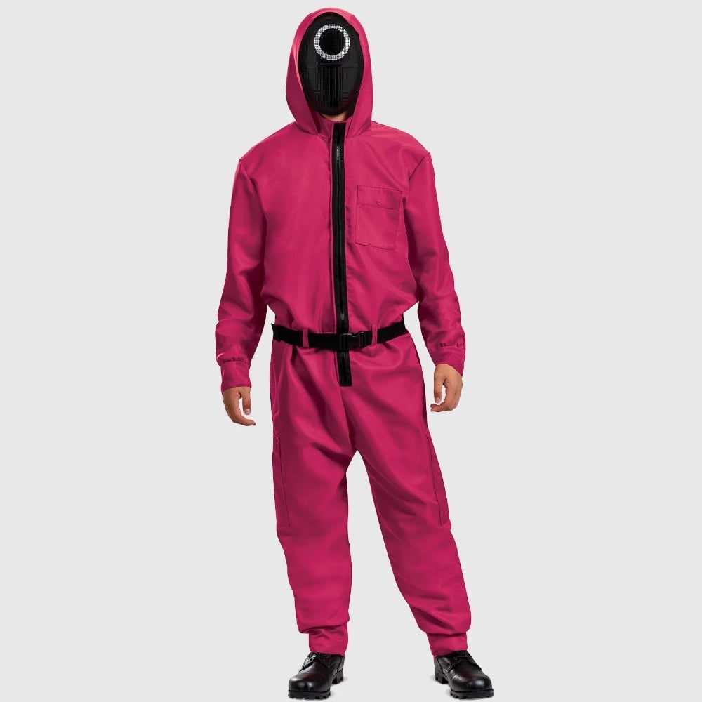 Halloween Pink Jumpsuit Costume with and Belt for Party