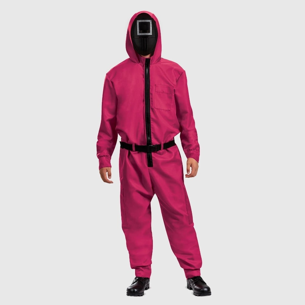 Halloween Pink Jumpsuit Costume with and Belt for Party