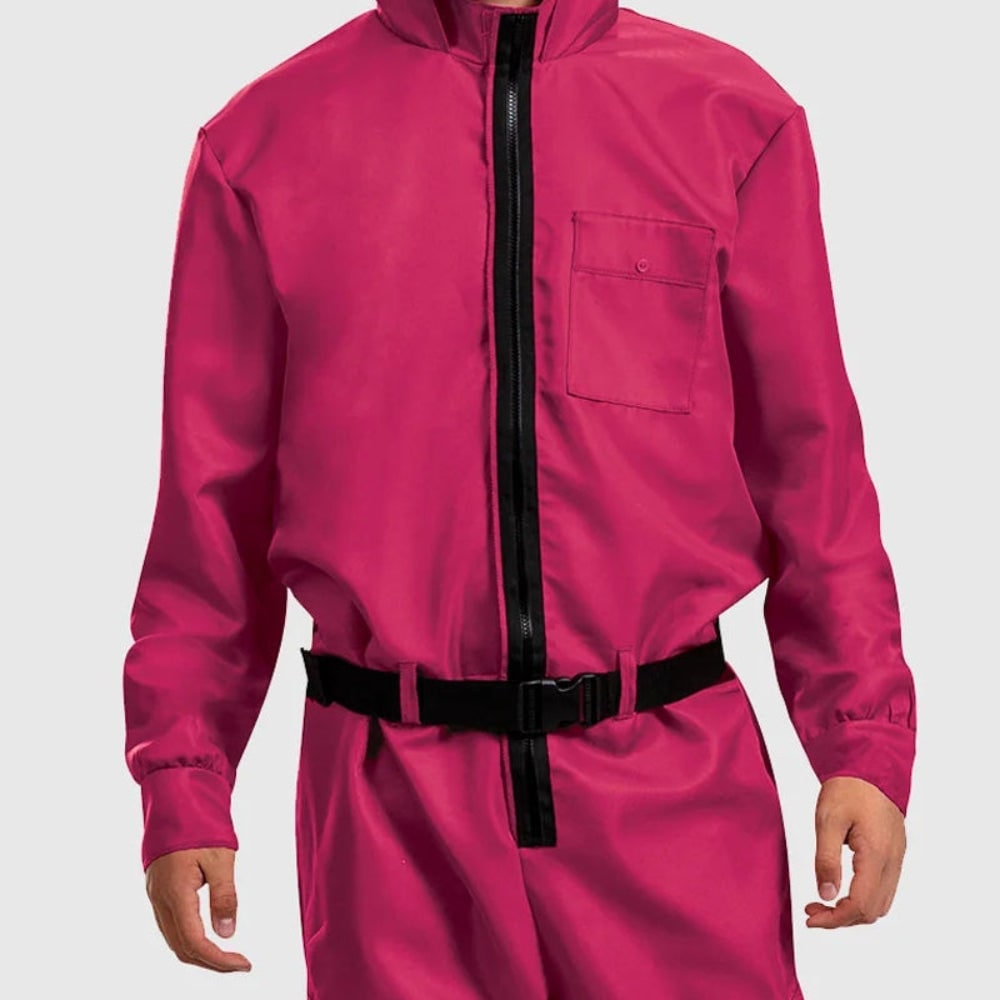 Halloween Pink Jumpsuit Costume with and Belt for Party
