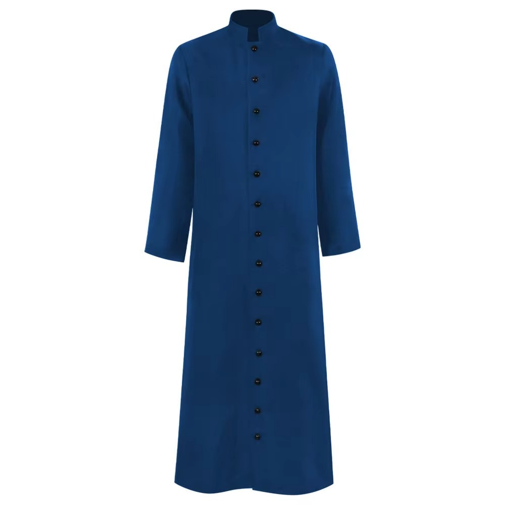 Halloween Priest Costume Cassock Robe with Button Front for Clergy Outfit