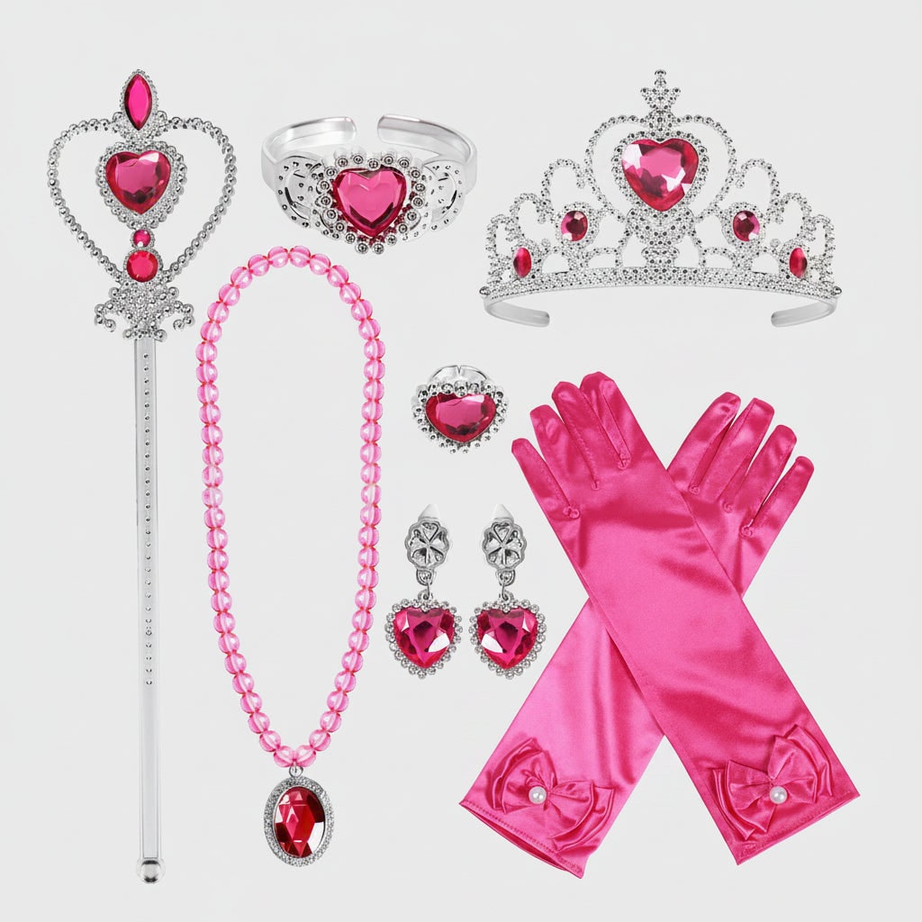 Halloween Princess Dress Up and Belle Costume Accessories Set with Tiara and Gloves