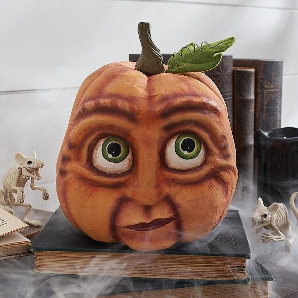 Halloween Pumpkin Decorations and Carving Props with Expressive Faces for Front Door Decor