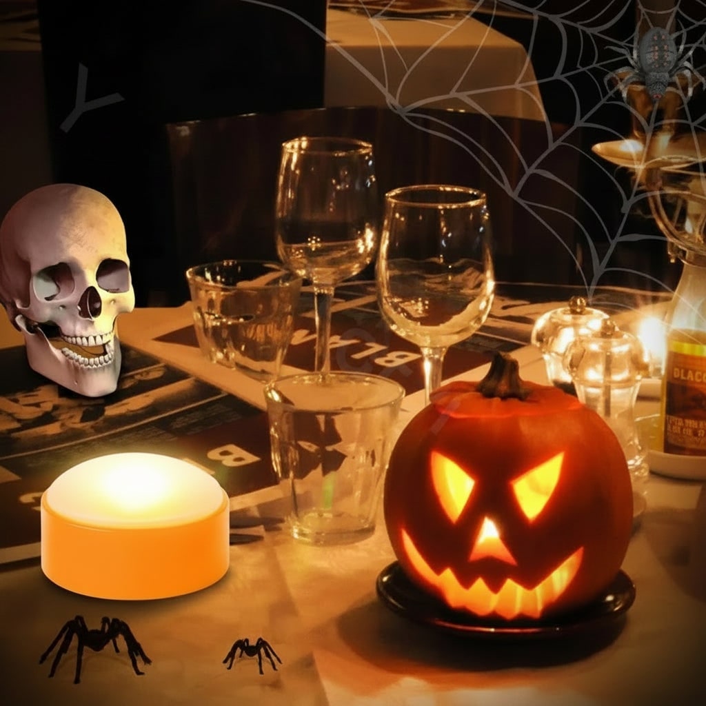 Halloween Pumpkin Lights Battery Operated Puck with Remote Control for Party Decoration Led