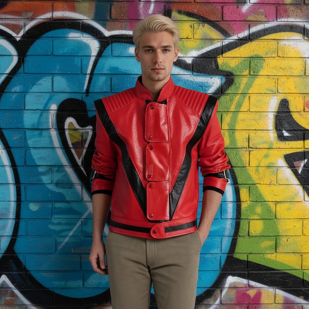 Halloween Red Leather Biker Jacket