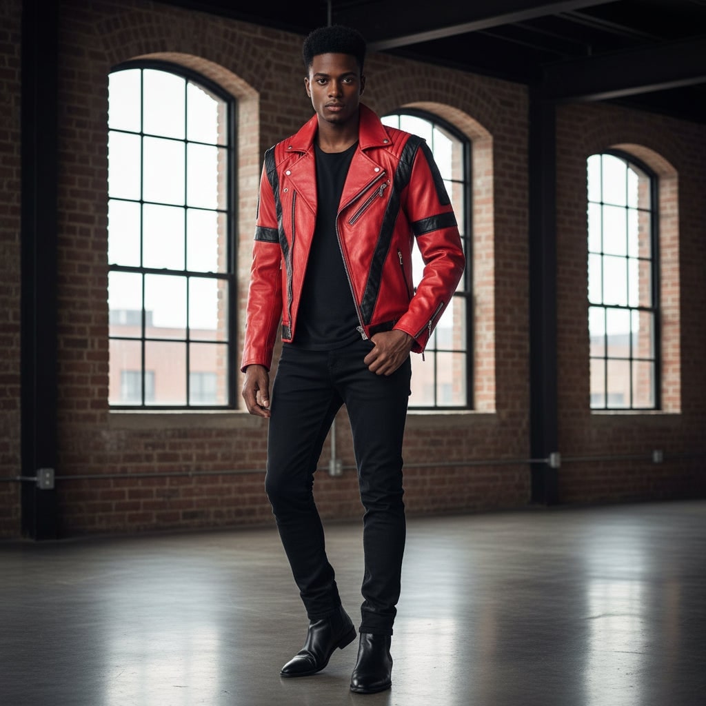 Halloween Red Leather Biker Jacket