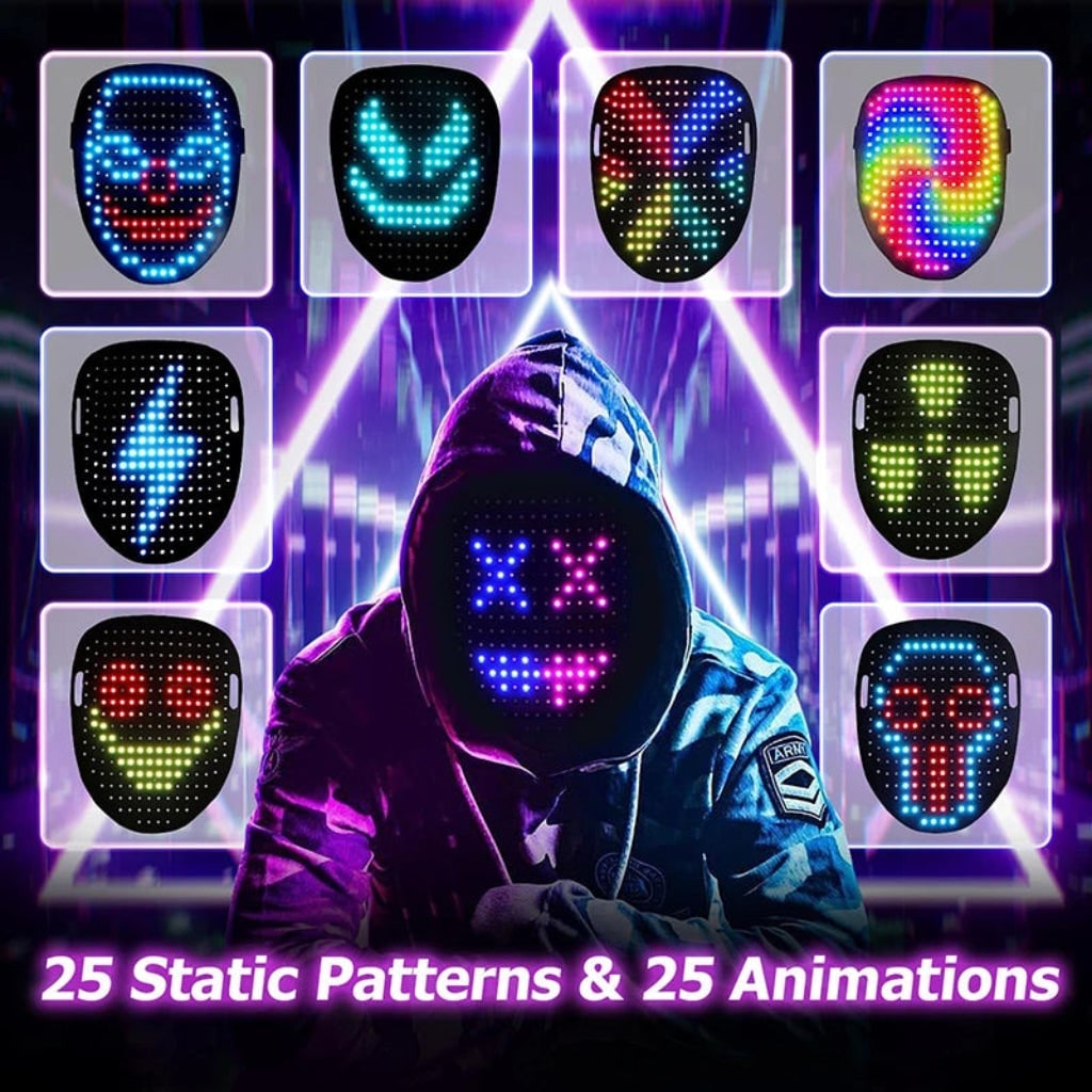Halloween Red Light Therapy LED Face Mask Up Full Costume Party with USB Rechargeable Battery