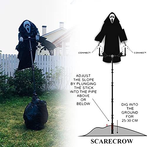 Halloween Scarecrow Decoration Scary Outdoor Ghost Prop with Pole for Yard Decor