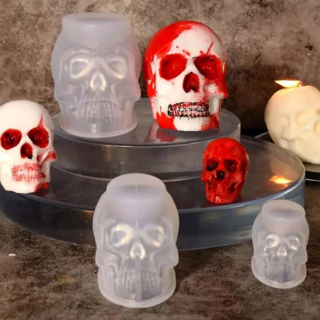 Halloween Silicone Molds for Resin and Candle Making with Skull Design for Crafting
