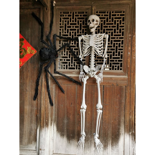 Halloween Skeleton Decoration and Garage Door Cover Posable Plastic Prop 12 Foot Tall