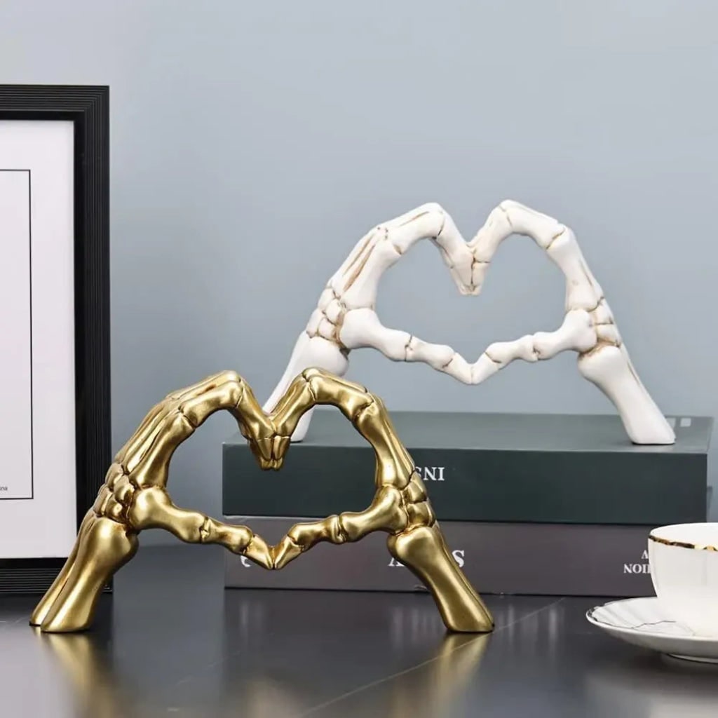 Halloween Skeleton Decoration with Hands Forming Heart Shelf Decor Tabletop Figurine