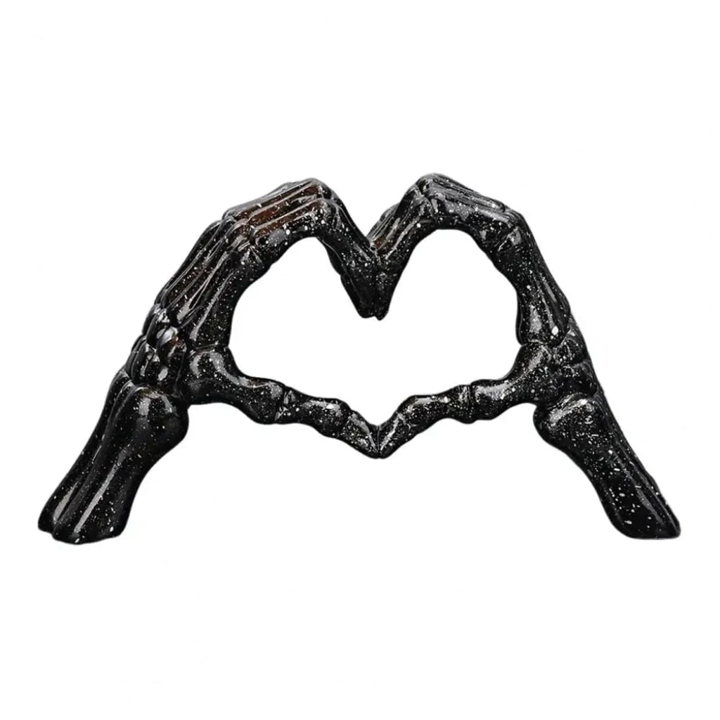 Halloween Skeleton Decoration with Hands Forming Heart Shelf Decor Tabletop Figurine