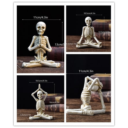Halloween Skeleton Yoga Pose Resin Figurine Spooky Desktop Decoration