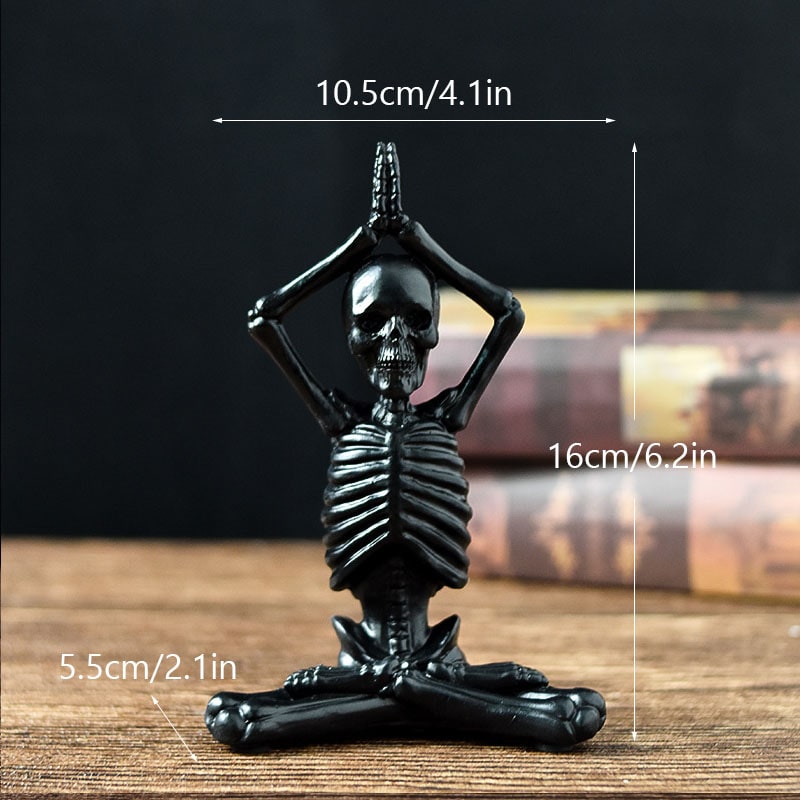 Halloween Skeleton Yoga Pose Resin Figurine Spooky Desktop Decoration