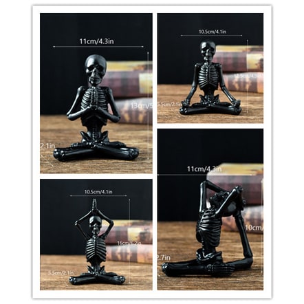 Halloween Skeleton Yoga Pose Resin Figurine Spooky Desktop Decoration