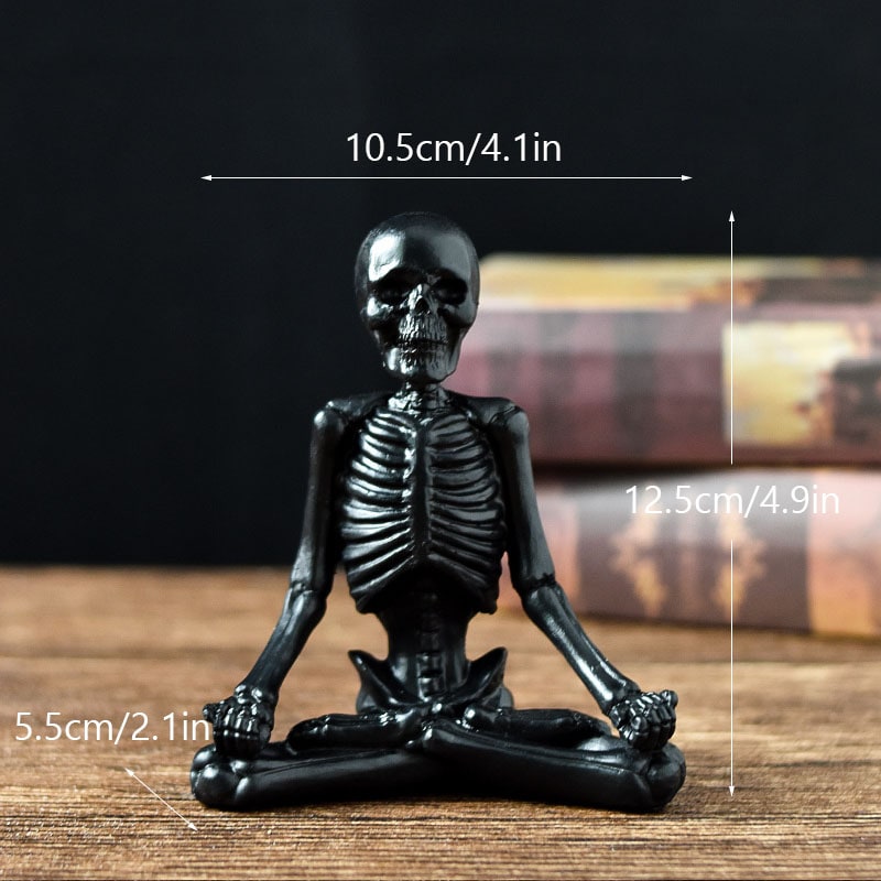 Halloween Skeleton Yoga Pose Resin Figurine Spooky Desktop Decoration