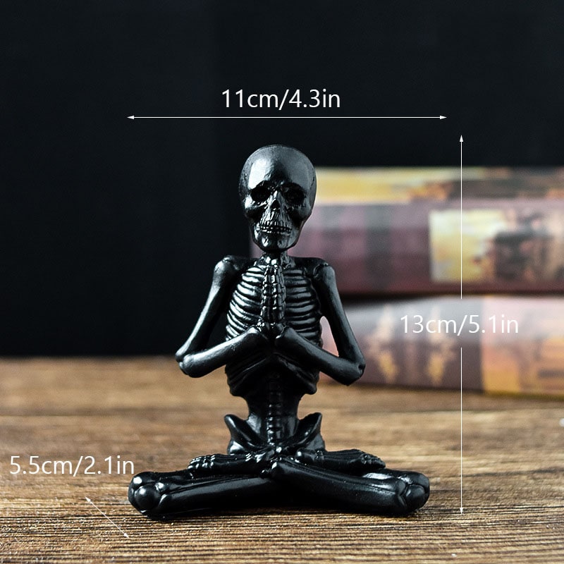 Halloween Skeleton Yoga Pose Resin Figurine Spooky Desktop Decoration