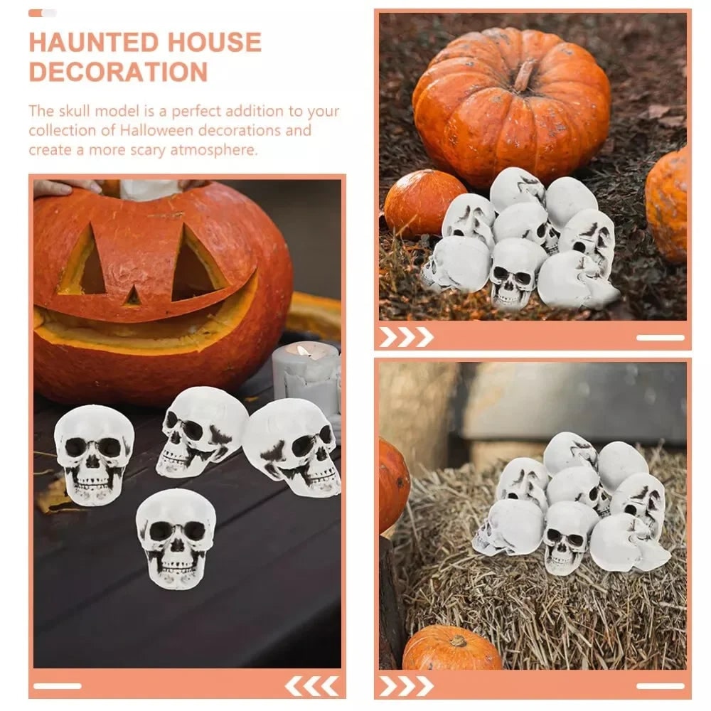 Halloween Skull Decor and Sugar Decorations Mini Plastic Party Props Set with Mesh Bag