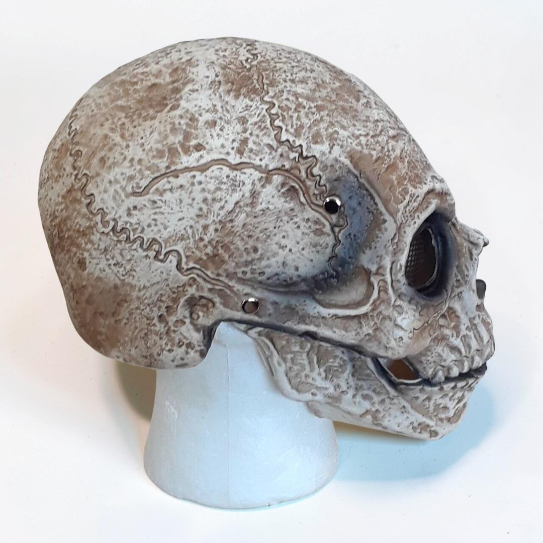 Halloween Skull Mask with Moving Jaw and Creepy Mesh Eyes for Cosplay Costume Party