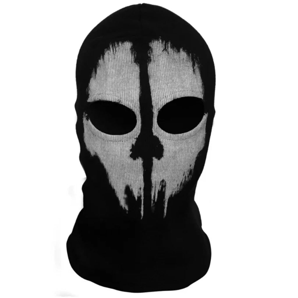 Halloween Skull Ski Mask Full Face Balaclava with Knit Black Fabric for Skiing and Winter Sports