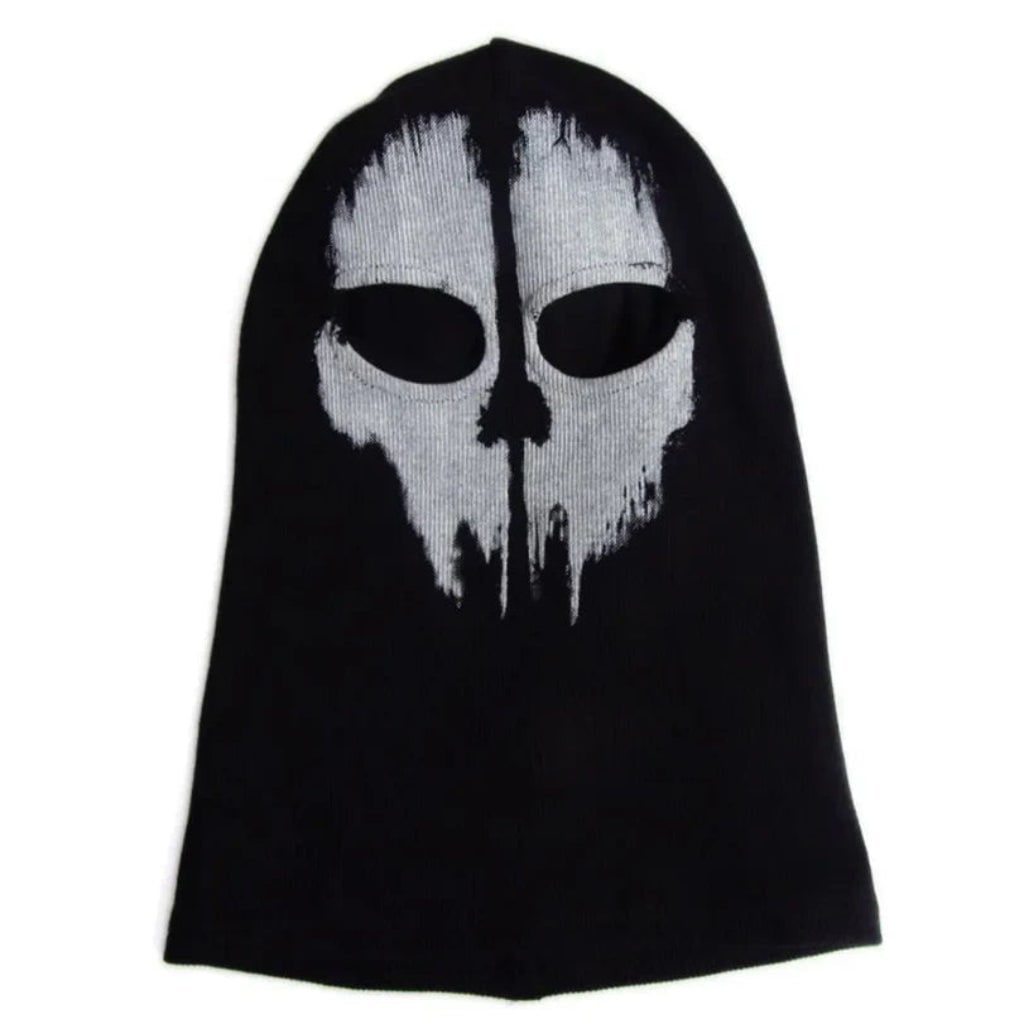 Halloween Skull Ski Mask Full Face Balaclava with Knit Black Fabric for Skiing and Winter Sports