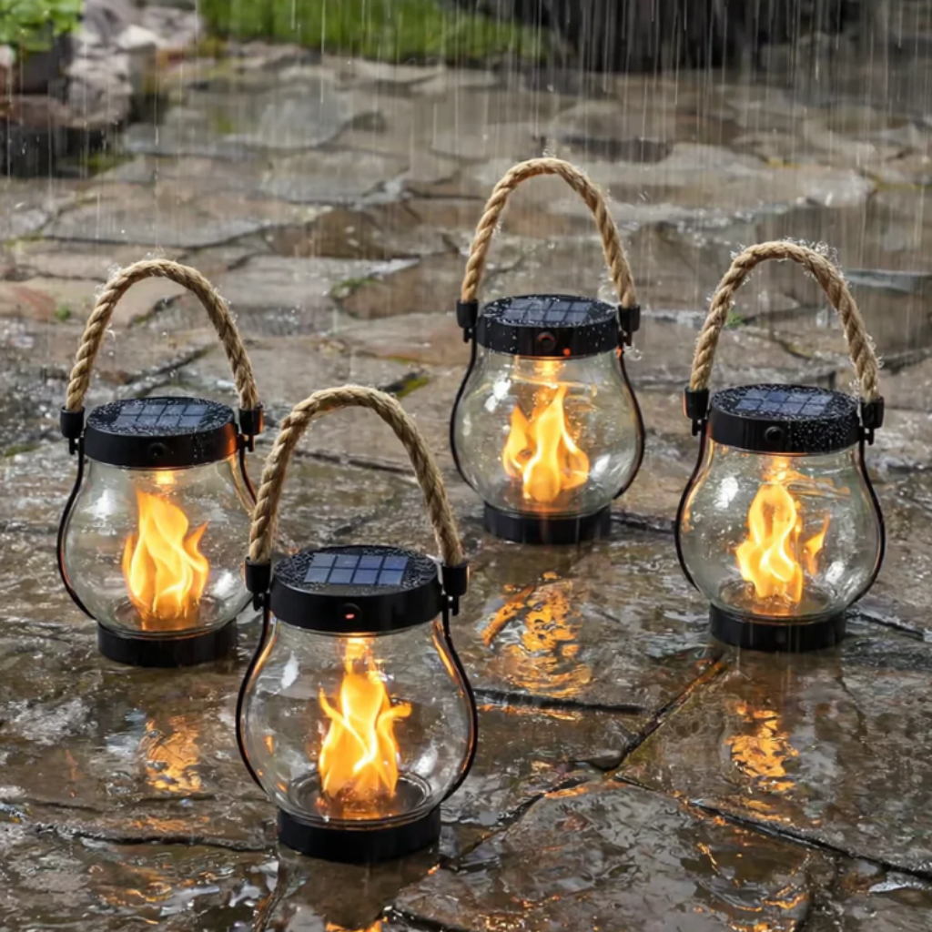 Halloween Solar Outdoor Lantern with Flickering Flame Effect for Yard Decoration